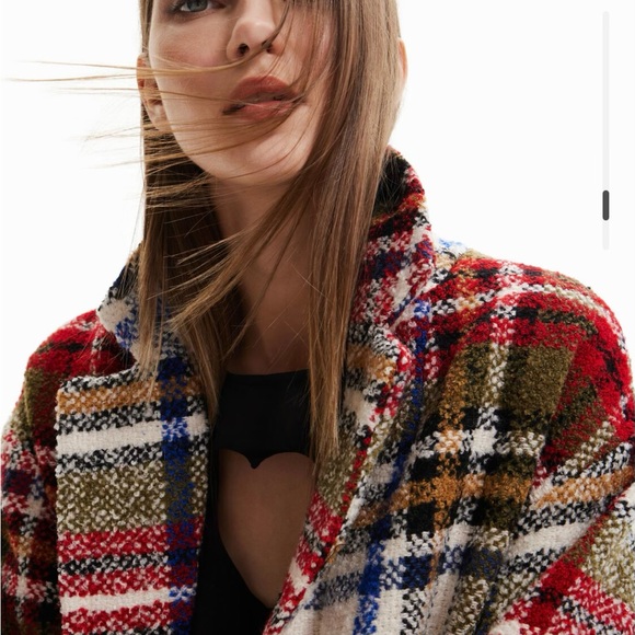 NWT, DESIGUAL, long tartan coat XS - Picture 5 of 11